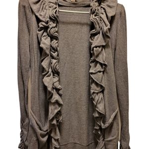 Gray Ruffle Cardigan